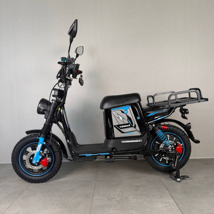 Електровелосипед MINAKO Titan 2.0 (16" 60V 35Ah 1500W) 2026 + Вантажний багажник Чорний з синім
